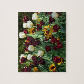 マルーンと黄色のチューリップカラフルフローラ ジグソーパズル (縦)