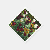 マルーンと黄色のチューリップカラフルフローラ スタンダードカクテルナプキン (角)