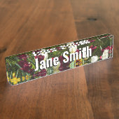 マルーンと黄色のチューリップカラフルフローラ デスクネームプレート (側面)