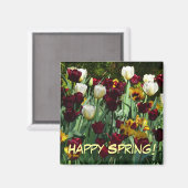 マルーンと黄色のチューリップカラフルフローラ マグネット (正面/裏面)