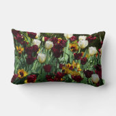 マルーンと黄色のチューリップカラフルフローラ ランバークッション (裏面)