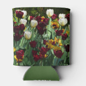 マルーンと黄色のチューリップカラフルフローラ 缶クーラー (裏面)