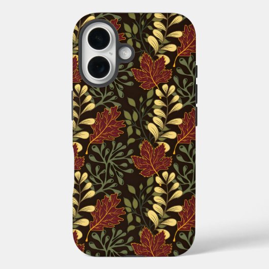 マルーンと黄色の秋のオークの葉の模様 Case-Mate iPhoneケース (裏面)