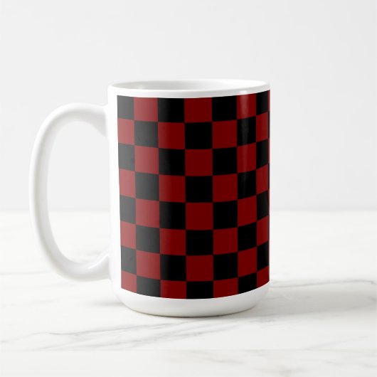 マルーンと黒市松模様にヴィンテージ コーヒーマグカップ (左)