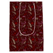 マルーンに花の落書き ミディアムペーパーバッグ (裏面)