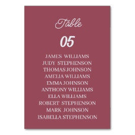 マルーンのカスタムウェディング テーブルナンバー