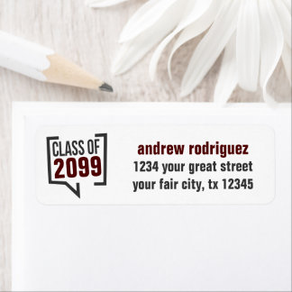 マルーンのクラス年の音声認識バブルのラベル ラベル