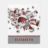 マルーンのグレースポーツデコガールスカゴボールの星 フリースブランケット (正面)