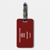 マルーンのグレーチームカラーズモノグラムのバスケットボール ラゲッジタグ (裏面縦)
