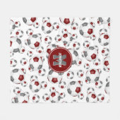 マルーンのグレーチームカラー男の子サッカーガールススポーツ フリースブランケット (正面(横))