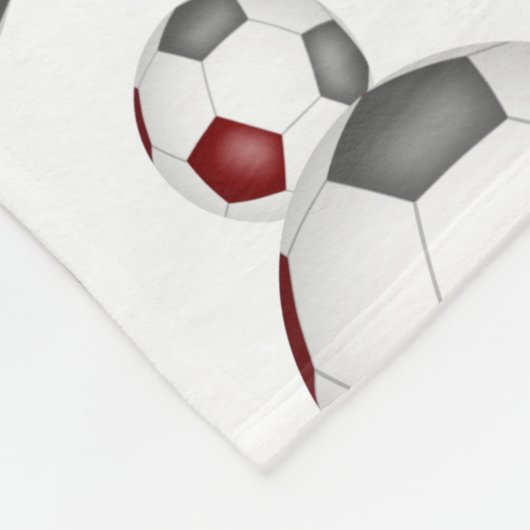 マルーンのグレーチームカラー男の子サッカーガールススポーツ フリースブランケット (角)