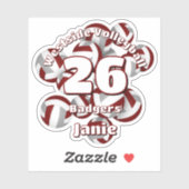 マルーンのグレーバレーボールのチーム名のクラスター シール (シート)