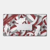 マルーンのグレーバレーボールのパタパーソナライズされたーン デスクマット (キーボード&マウス)