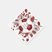 マルーンのサッカーボールが誕生日またはチームパーティーを星 スタンダードカクテルナプキン (角)