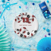 マルーンのサッカーボールキッズスポーツ誕生日パーティー ペーパープレート (パーティー)