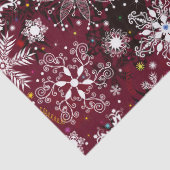 マルーンのスノーフレーク模様クリスマスティッシュ 薄葉紙 (詳細)