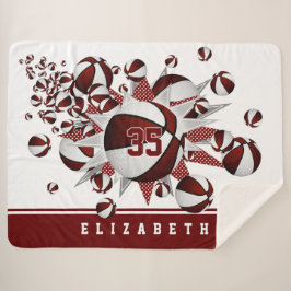 マルーンのスポーツルーム女子バスケットボールのスター シェルパブランケット