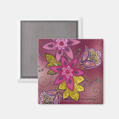 マルーンのチューリップ磁石（四角） マグネット (正面/裏面)