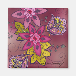 マルーンのチューリップ磁石（四角） マグネット