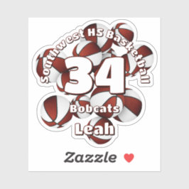 マルーンのチームカラーバスケットのキッズスポーツ シール