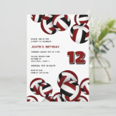 マルーンのチームカラーバレーボール少年少女の誕生日 招待状 (スタンド正面)