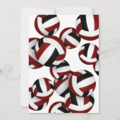 マルーンのチームカラーバレーボール少年少女の誕生日 招待状 (裏面)