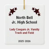 マルーンのトラックアンドフィールドガール黒髪 セラミックオーナメント (裏面)