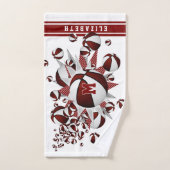 マルーンのバスケットが女の子をモノグラムの主演 ハンドタオル (ハンドタオル)