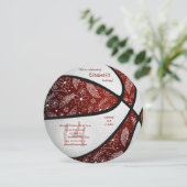 マルーンのバスケットボール女の子の誕生日スポーツパーティー 案内状 (スタンド正面)