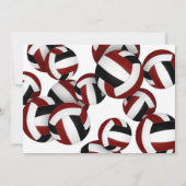 マルーンのバレーボール女の子の男の子誕生日パーティー 招待状 (裏面)