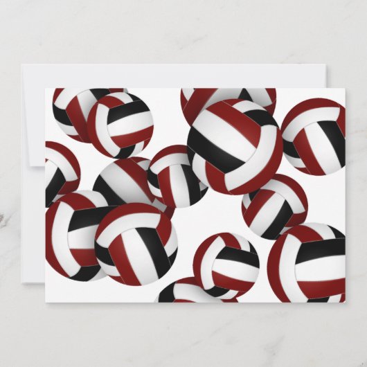 マルーンのバレーボール女の子の男の子誕生日パーティー 招待状 (裏面)