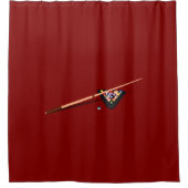 マルーンのビリヤード台 シャワーカーテン (正面)