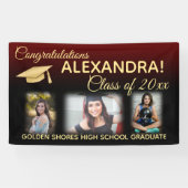 マルーンのフェードフィルター効果フォト卒業バナー 横断幕 (横)