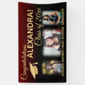 マルーンのフェードフィルター効果フォト卒業バナー 横断幕 (縦)