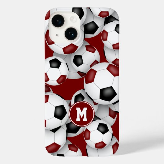 マルーンのブラックサッカーチームの色のスポーツパターン Case-Mate iPhoneケース (裏面)