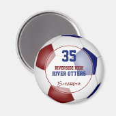 マルーンのブルースクールクラブカラーサッカーチーム名 マグネット (正面/裏面)