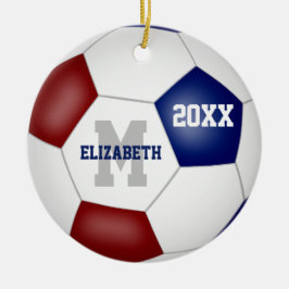 マルーンのブルーチームカラーはサッカーを記念する セラミックオーナメント