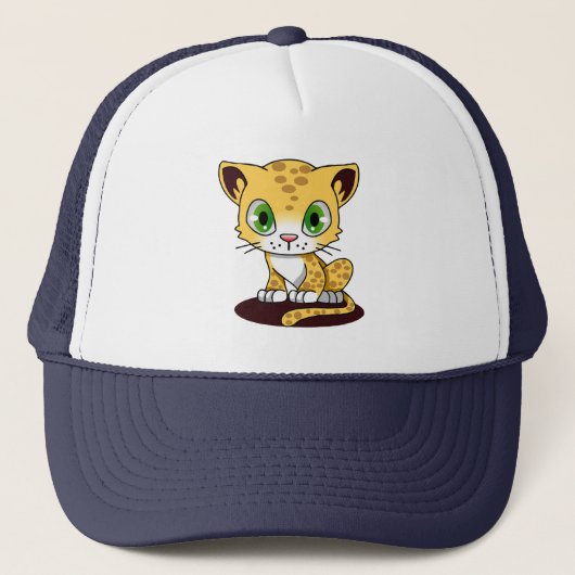 マルーンのマットに斑点のある茶色の緑の目の子猫 キャップ (正面)