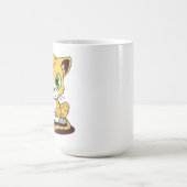 マルーンのマットに斑点のある茶色の緑の目の子猫 コーヒーマグカップ (中央)