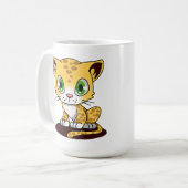マルーンのマットに斑点のある茶色の緑の目の子猫 コーヒーマグカップ (正面左)