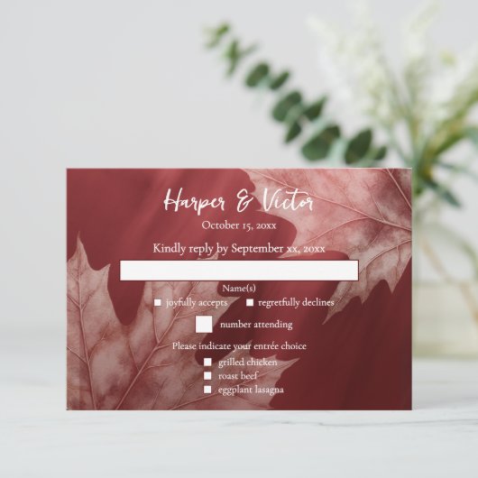 マルーンのメープル離れアント3の食事の選択肢 出欠カード (スタンド正面)