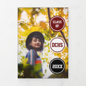 マルーンの円5 – 写真卒業 三つ折り招待状 (カバー)