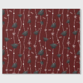 マルーンの卒業キャップとリボン ラッピングペーパー (フラット)