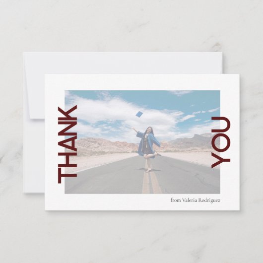 マルーンの学校のカラー写真 サンキューカード (正面)