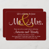 マルーンの未来のミスターミセス・婚約パーティ 招待状 (正面/裏面)