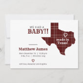 マルーンの格子縞がテキサス州横形写真 案内状 (正面)