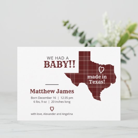 マルーンの格子縞がテキサス州横形写真 案内状 (スタンド正面)