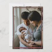 マルーンの格子縞がテキサス州縦写真 案内状 (裏面)