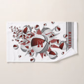 マルーンの灰色のバスケットが女の子をモノグラムの主演 ハンドタオル (ハンドタオル)