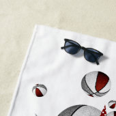 マルーンの灰色のバスケットが女の子をモノグラムの主演 ビーチタオル (インサイチュ)